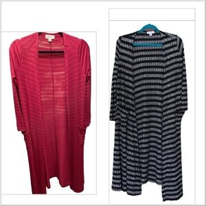 Two Lularoe Rib-Knit Cardigan Dusters XS